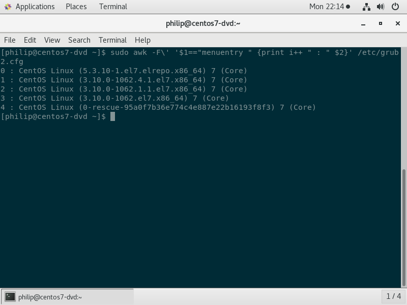 Figure 14 - the different versions of the kernel we have after upgrading to version 5.3.10